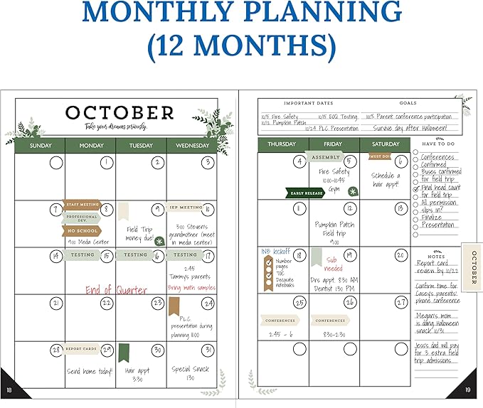 Carson Dellosa Education Modern Farmhouse Teacher Planner 2025-2026,Undated 8" x 11" Lesson Plan Book With Stickers, Class Schedule & Weekly Calendar School Supplies, Homeschool & Classroom Must Haves