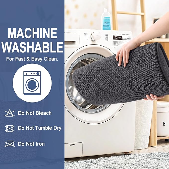 OLANLY Thick Memory Foam Bath Mat Rug 34x21, Extra Soft Absorbent Bathroom Rug, Quick Dry Bath Mats, Non-Slip, Machine Washable Carpet for Bathroom, Tub and Shower, Home Decor Accessories, Dark Grey