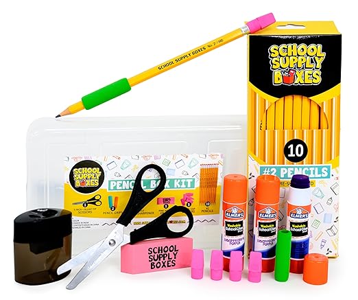School Supply Boxes | K-5 Pallet (180 Boxes) | Back to School Essentials Kit for Students & Teachers | Includes Wide-Ruled Paper Products, Crayons, Markers, Colored Pencils, & More