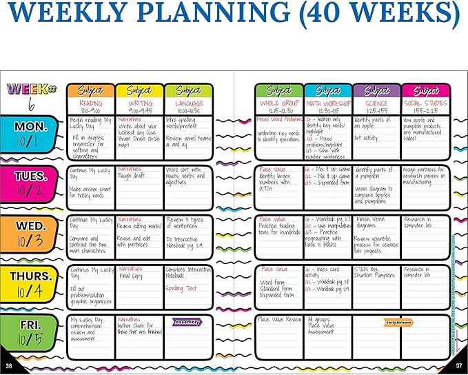 Carson Dellosa Kind Vibes Teacher Planner 2025-2026, Undated 8" x 11" Lesson Plan Book With Stickers, Class Schedule and Weekly Calendar School Supplies, Classroom Must Haves and Homeschool Essentials