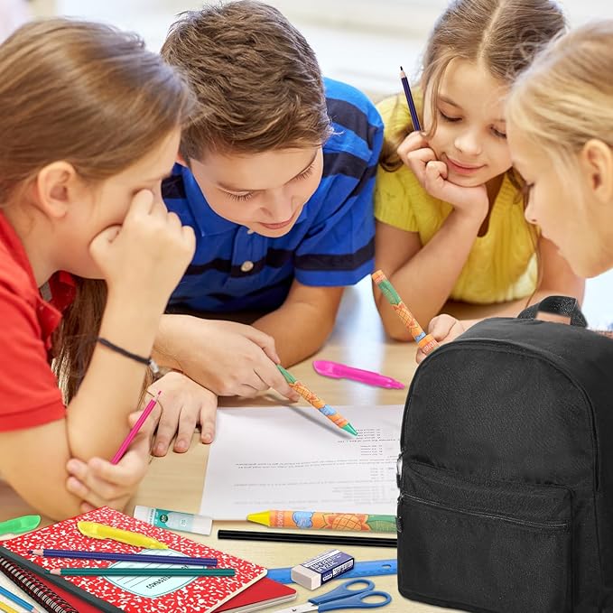 Back to School Supplies with Backpack Kids Kindergarten Preschool Elementary Supply Bundle Kit Middle High School Notebook for K-12 Student Girl Boy Classroom(Black)