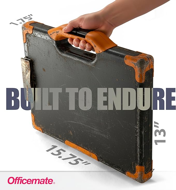Officemate Carryall Clipboard Storage Box, Letter/Legal Size, Black and Orange (83326)