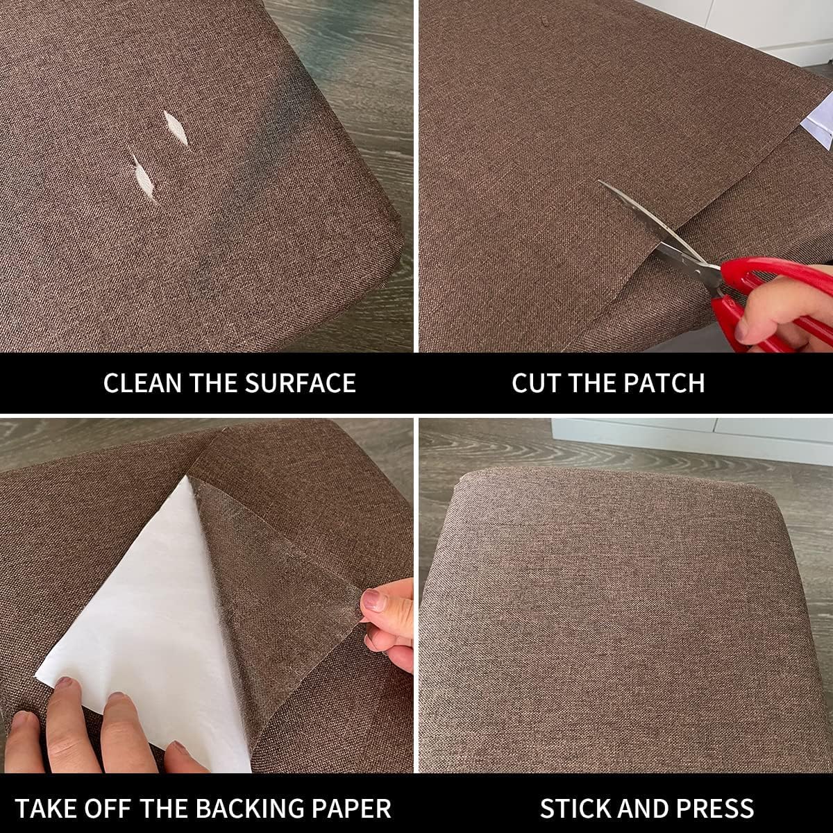 Fabric Repair Patches, 17X79 Inch Linen Repair Tape Self-Adhesive Fabric Patches Durable, DIY Large Linen Tape for Sofa, Couches, Furniture, Chair, Clothing （17X79 Inch, Dark Grey）