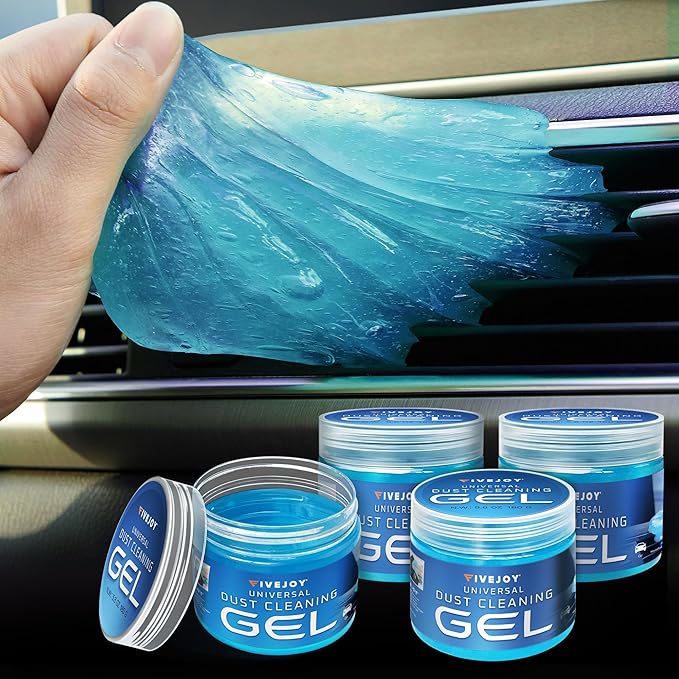 FiveJoy Universal Car Cleaning Gel Detailing Putty, Car Goop Cleaner Car Interior Cleaner Putty for Home, Office, Keyboard, Computer Blue, 4Pack 22.4oz