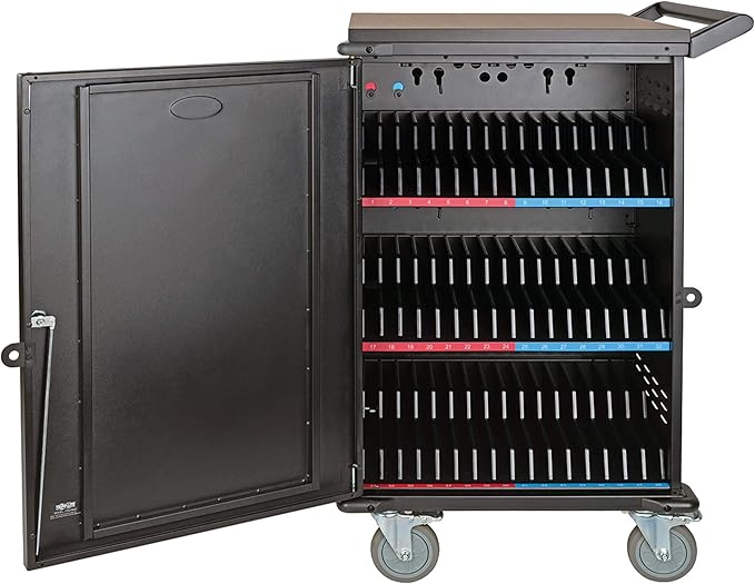 Tripp Lite 48-Port AC Mobile Charging Cart Storage Station for Chromebooks, iPads, Laptops, Tablets, Black (CSC48AC)