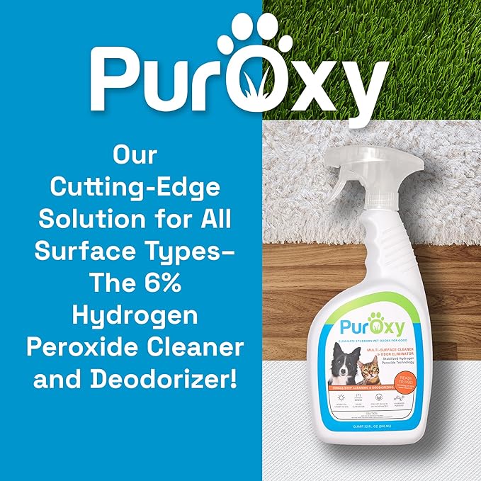 Pet Odor & Stain Remover, 32oz Trigger Spray – Bleach-Free, Ammonia-Free Stabilized Peroxide – Fast Odor Knockdown, Low Residue – Carpet, Upholstery, Tile, Sealed Wood & Artificial Turf