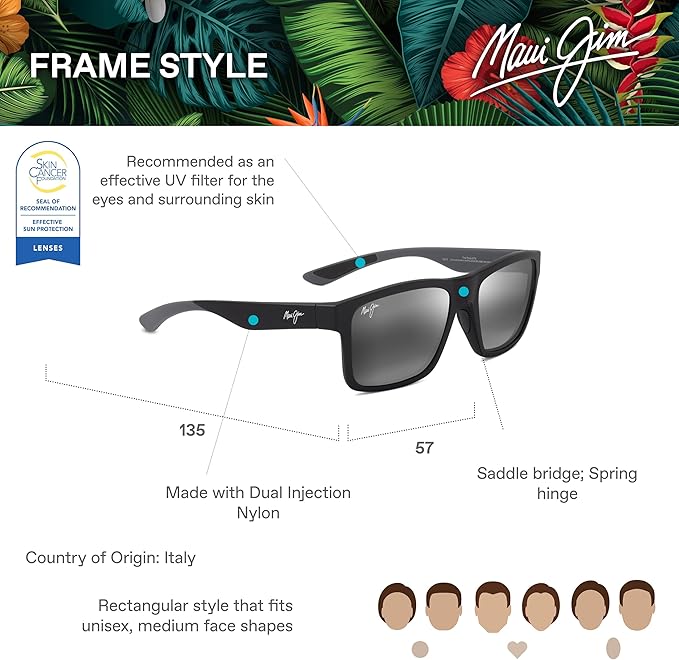 Maui Jim Polarized Men's and Women's The Flats Rectangular Sunglasses