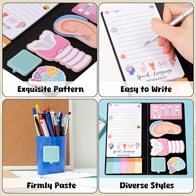 B1ykin Cute Sticky Notes Set - It’s A Good Day To Help Tiny Humans Communicate Self-Stick Notes Pad, 550 Sheets Writing Memo Pages Sticky Notepad for Teacher Appreciation Gifts for School Office (SLP)