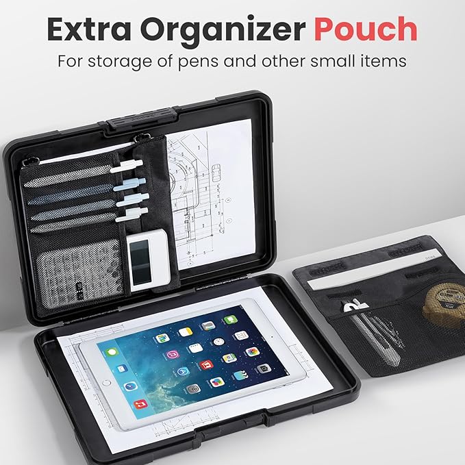Sooez Toughest Clipboard with Storage, Internal Pen Pouch Included, Letter/ A4 Size, Shockproof Heavy Duty Plastic Clip Boards 8.5x11”, High Capacity Clipboards Box Case for Contractor Trucker Driver