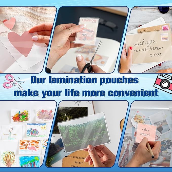 100 Pack 4“x6" 3mil Thermal Laminating Pouches Badge Laminate Pouches Clear Laminated Luggage Tags Printable Laminator Pouches for Business Permits Cards