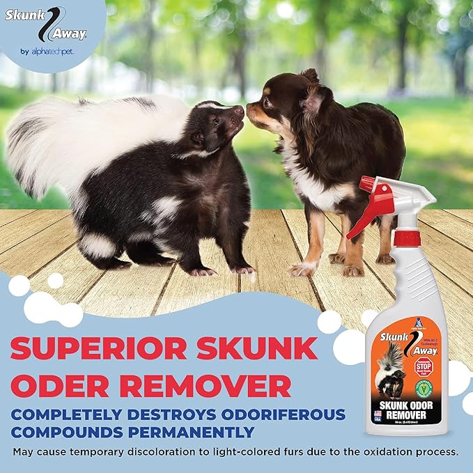 SkunkAway Skunk Odor Remover - Skunk Odor Eliminator for Pets, Fabrics, Carpets, and Surfaces - Easy to Use Pet Spray Bottle 16 Oz. by Alpha Tech Pet