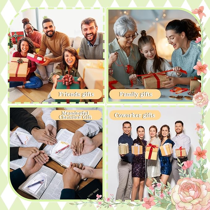 Eersida 72 Pcs Regalos Cristianos En Español Spanish Christian Note and Spanish Pen with Gift Bag Religious Message Reminder Notebook for Religious Preacher Church Nurse Teachers