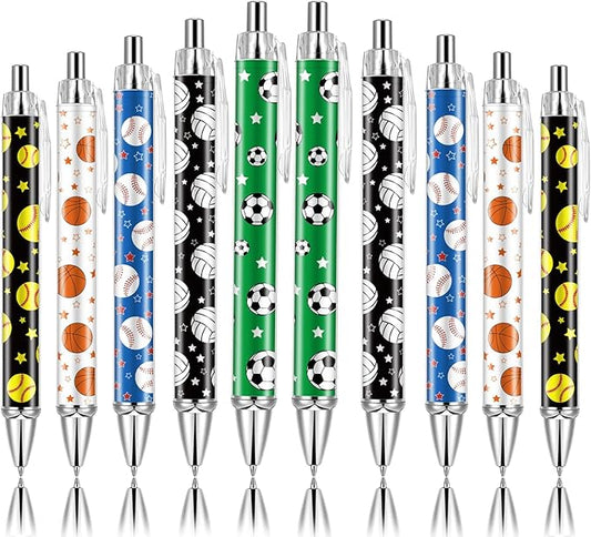 10 PCS Sports Party Favors Ball Theme Ballpoint Pens Ball Gifts for Team with 1mm Black Ink Replaceable Ballpoint Pen Refill for Team Office Supplies Thanksgiving Christmas Gift