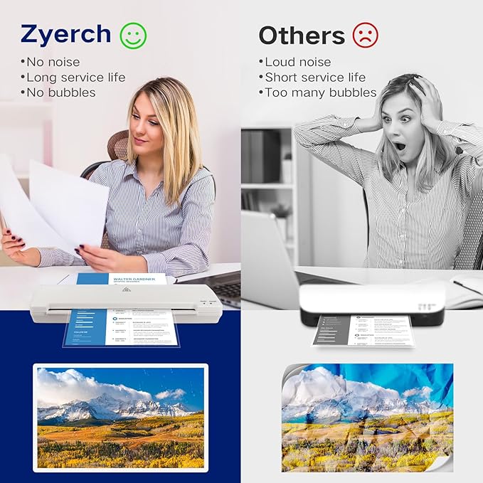 Laminator 13 Inch A3 Laminator Machine, 7 in 1 Desktop Thermal Laminator Never Jam with 40 Laminating Pouches, Paper Trimmer and Corner Rounder, Fast Warm-Up Home Office School Use, White