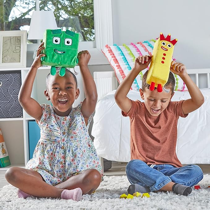 hand2mind Numberblocks Three & Four Playful Pals, Plush Figure Toys, Numbers for Toddlers, Preschool Math Learning Toys, Stuffed Animal Plushies, Counting Blocks, Soft Stuffies, Kids Birthday Gifts