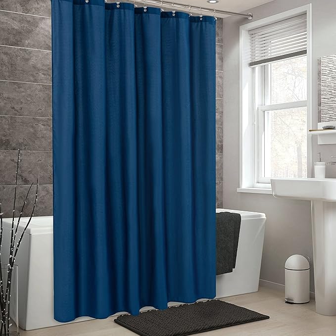 ALYVIA SPRING Stall Fabric Shower Curtain Liner Waterproof - Soft & Lightweight Small Shower Curtain with Magnets for Narrow Stall Size, Machine Washable - 36x72, Navy