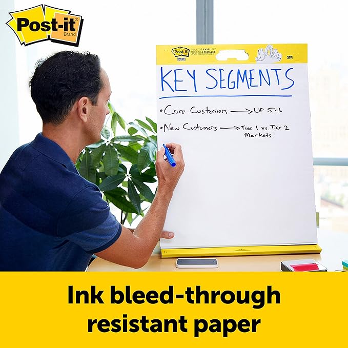 Post-it Super Sticky Tabletop Easel Pad, Great for Virtual Teachers & Students 20x23 Inches 20 Sheets/Pad Portable White Premium Self Stick Flip Chart Paper, Builtin Easel Stand_Pad (563R) (Pack of 2)