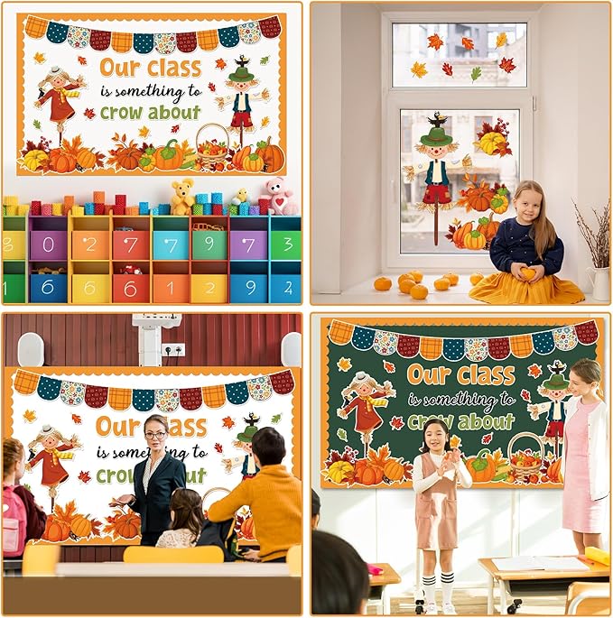 Fall Thanksgiving Bulletin Board Decorations Scarecrow Bulletin Board Decorations Set Autumn Pumpkin Crow About Paper Cutouts for Fall Thanksgiving Home School Classroom Chalkboard Wall Decor 55 Pcs