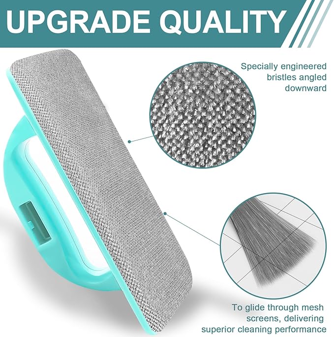 Window Screen Cleaner & Track Cleaning Kit - Detachable Window Cleaner, Mesh Screen Cleaning Brush + 2 Groove Brushes & 6 Replacement Cleaning Cloths, Tool with Wet and Dry Dual - Use