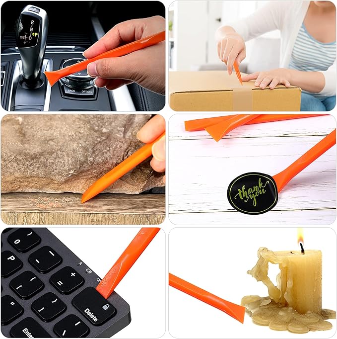 9 Pieces Plastic Scraper Tool Scratch Free Crevice Cleaning Sticker Remover Tool Multipurpose Non Scratch Scrapers for Tight Spaces, Kitchen, Crevices, Auto Detailing, Paint
