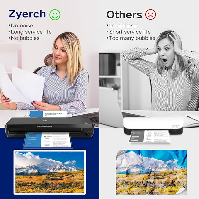 13 Inch A3 Laminator Machine, 7 in 1 Desktop Thermal Laminator, Never Jam with 40 Laminating Pouches, Paper Trimmer and Corner Rounder, Fast Warm-Up, Home Office School Use, Black