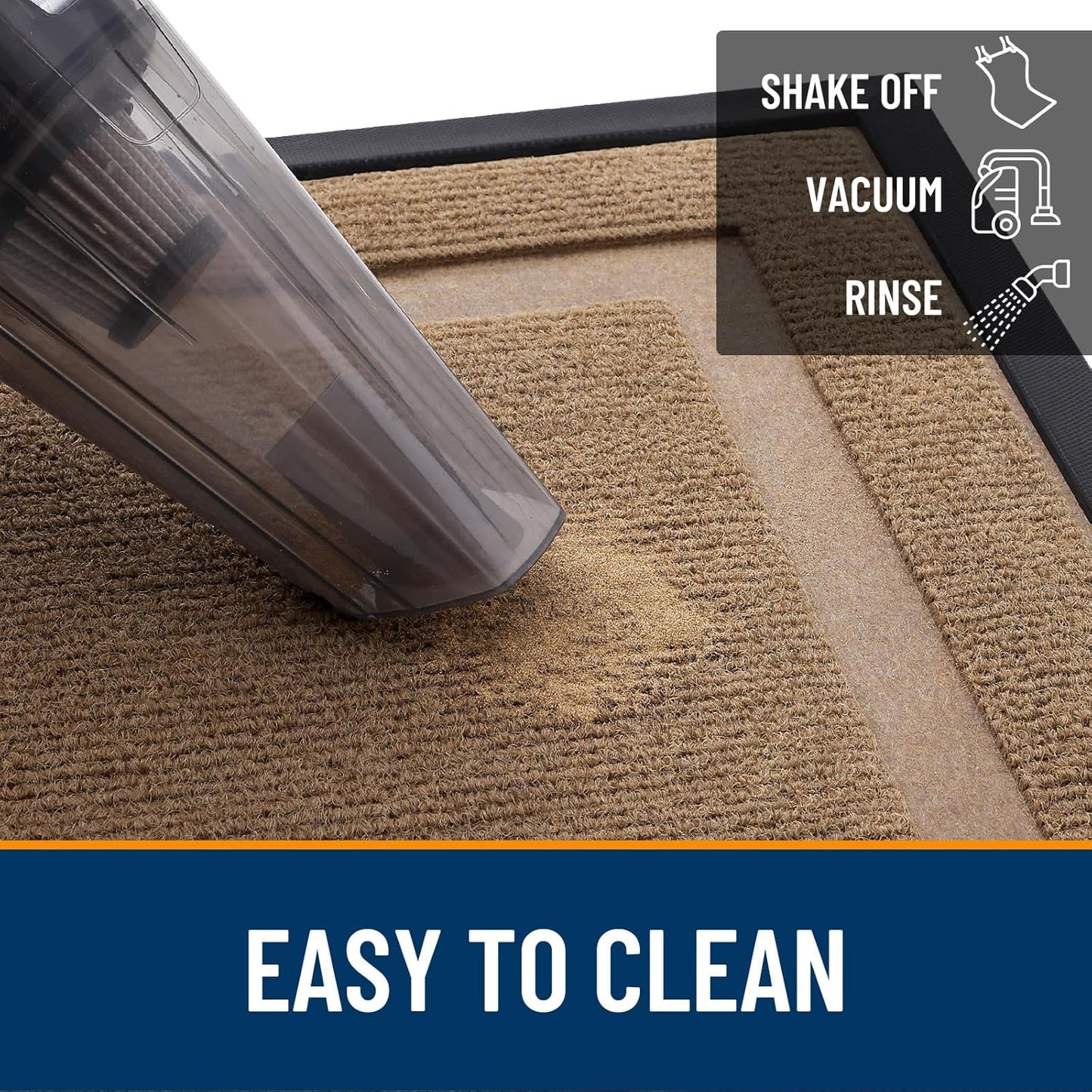 OLANLY Front Door Mat Indoor Outdoor Entrance, Waterproof All-Season, All-Weather Doormat, Sturdy Natural Rubber, Fade Resistant, Low Profile, Easy Clean Patio Porch Entryway Mat, 71x47, Light Brown