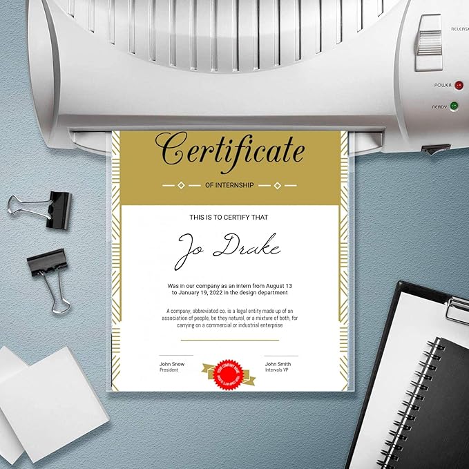 Office Werks 100 Pack of Thermal Laminating Pouches, 8.9" x 11.4", Letter Size Sheets, 3 Mil Thickness, Compatible with All Thermal Laminators, Crystal Clear Finish, Fast and Easy Lamination