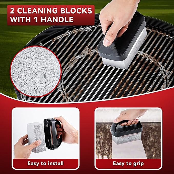 onlyfire 15Pcs Griddle Cleaning Kit for Blackstone, Flat Top Grill Cleaning Kit with Grill Stone, Griddle Scraper, Scouring Pads, Grill Bricks and Handles