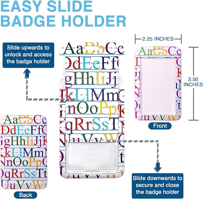 EASTEX Teacher Lanyard Keychain - ABC Alphabet Badge Lanyard for Keys Whistle - ID Card Holder Keychain - Math Periodic Table