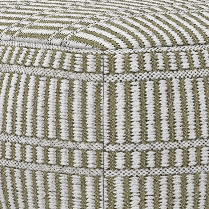 SIMPLIHOME Safford Square Pouf - 20 inch Wide Upholstered PET Polyester Ottoman in Natural/Travertine/White, Boho Indoor/Outdoor Footstool or Extra Seating for Living Room or Bedroom, Assembled