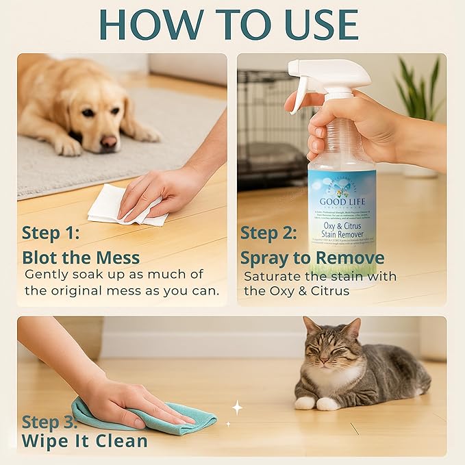 Oxy Citrus Stain Remover and All-Purpose Cleaner - Plant-based Multi-Purpose Cleaning Spray, Perfect for Mattress, Carpet, Floors, Restrooms, Kitchen, Countertops, and More - 32 oz