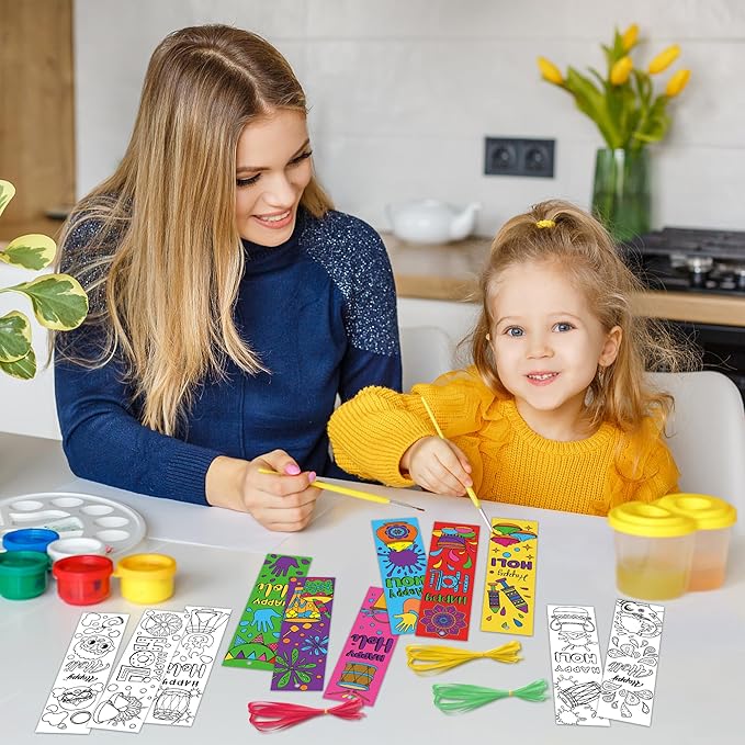 75Pcs Holi Color Your Own Bookmarks Happy Holi DIY Coloring Blank Bookmark Classroom Art Craft Supplies for Teachers Students Indian Festival Holiday Party Gift Supplies Reward Goodie Fillers