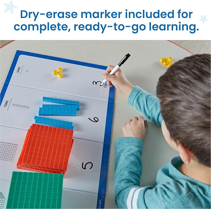 hand2mind Multicolored Base Ten Blocks Activity Set, Place Value Manipulatives, Base 10 Blocks for Math, Counting Cubes, Math Manipulatives 1st Grade, Small Group Classroom Must Haves (133 Pieces)