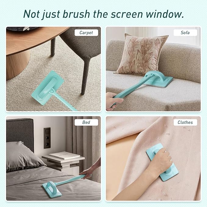 Mesh Screen Cleaner(2 Pack), Window Screen Cleaner Kit, Screen Cleaner with Window Groove Brush, Wet/Dry Tool for Cleaning Screens & Tracks, Clean Window Screen Without Removing from Frame