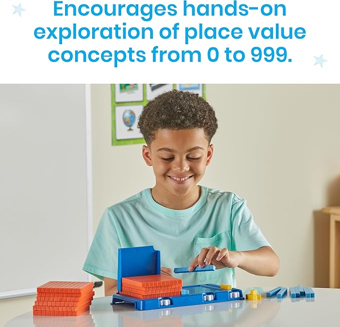 hand2mind Place Value Frame with Base Ten Blocks, Math Manipulatives Kindergarten, Montessori Math Materials, Counting Cubes, Classroom Supplies for Teacher Elementary
