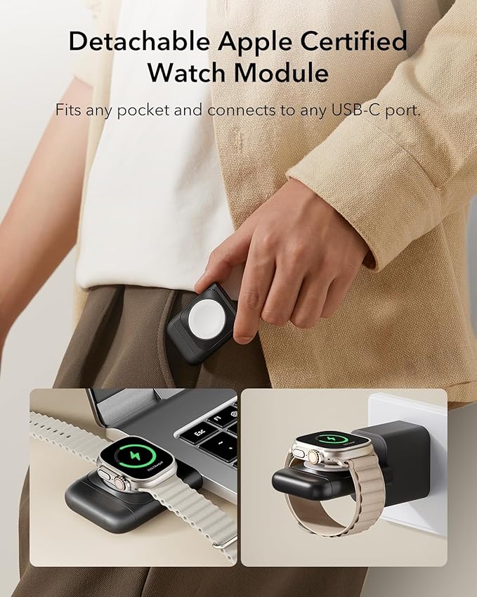 ESR for 3 in 1 Wireless Charging Station, Certified Apple Watch Charger, 15W MagSafe Charger Stand for iPhone, Wireless Charger for Multiple Devices iPhone 17/16/15/14/13, Watch, AirPods, Black