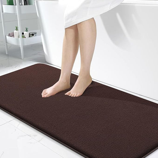 OLANLY Thick Memory Foam Bath Mats Rugs 50x30, Extra Soft Absorbent Bathroom Rug, Quick Dry Bath Mat, Non-Slip, Machine Washable Carpet for Bathroom, Tub and Shower, Home Decor Accessories, Brown