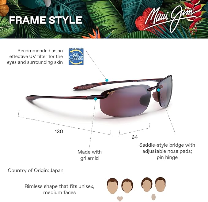 Maui Jim Polarized Men's and Women's Hookipa Rimless Reading Sunglasses