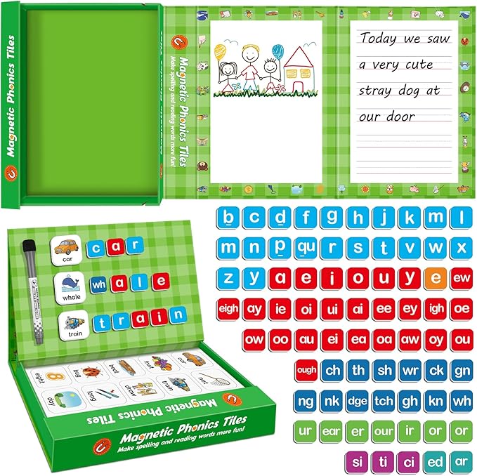 Aizweb Phonics Magnetic Letters Tiles,Phonics Games Hooked on Phonics,Learn to Read Spelling Phonemic Awareness Speech Therapy Manipulative Preschool Pre k Classroom Materials