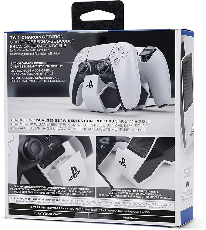 PowerA Twin Charging Station for Dualsense Wireless Controllers, Dualsense Controller Charging, Charge, Sony PlayStation, PS5, Officially Licensed - PlayStation 5