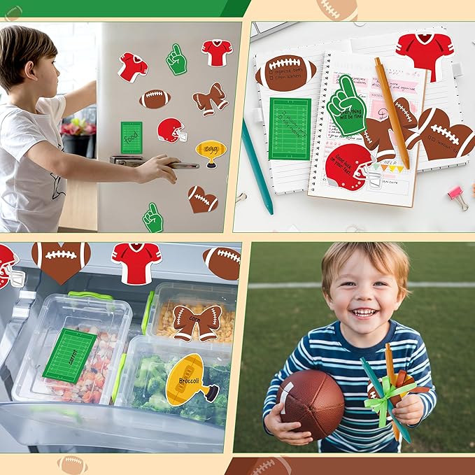Football Sticky Note Pads - Football Game Day Bright Colors Super Sticky Note Pads Ribbons Ballpoint Pens Sticking Power Page Markers Strong Adhesive Semester School Supplies Clean Removal
