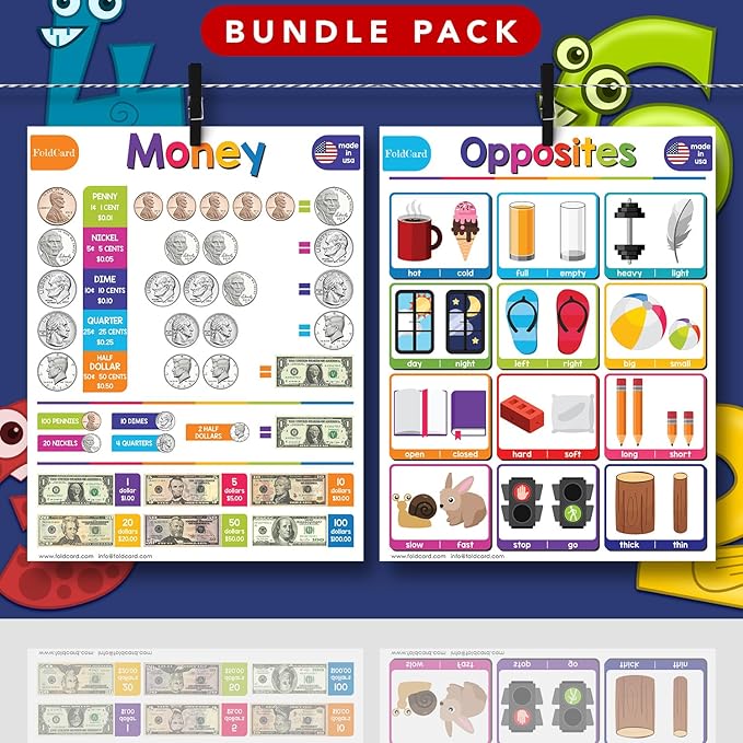 Advanced Bundle – 6 Educational Posters – Classroom and Homeschool Learning Chart Decorations and School Supplies Materials, Preschool to Grade 3 | Printed on Durable, Glossy Cardstock | 8.5" x 11"