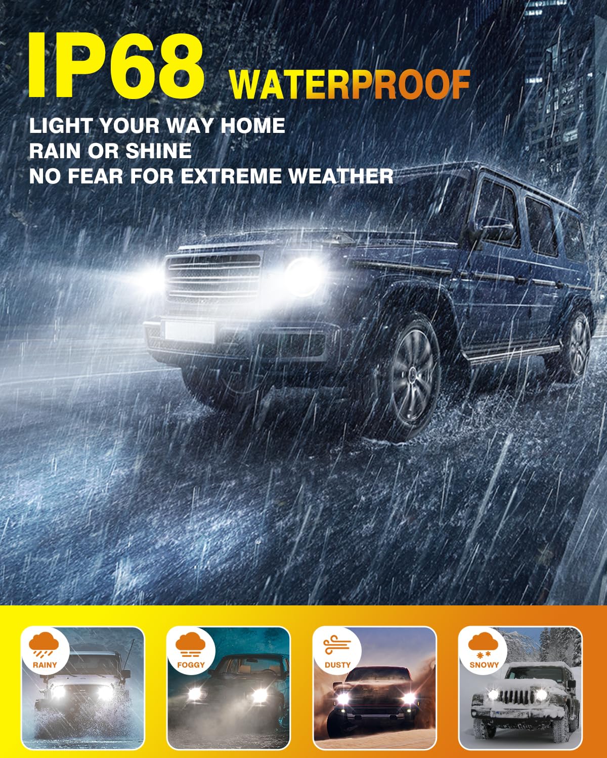 Termitor H11/H8/H9 Bulb, 60,000 Hours Life, 800% Brightness, 6500K Cold White Light, IP68 Waterproof, 2-pcs