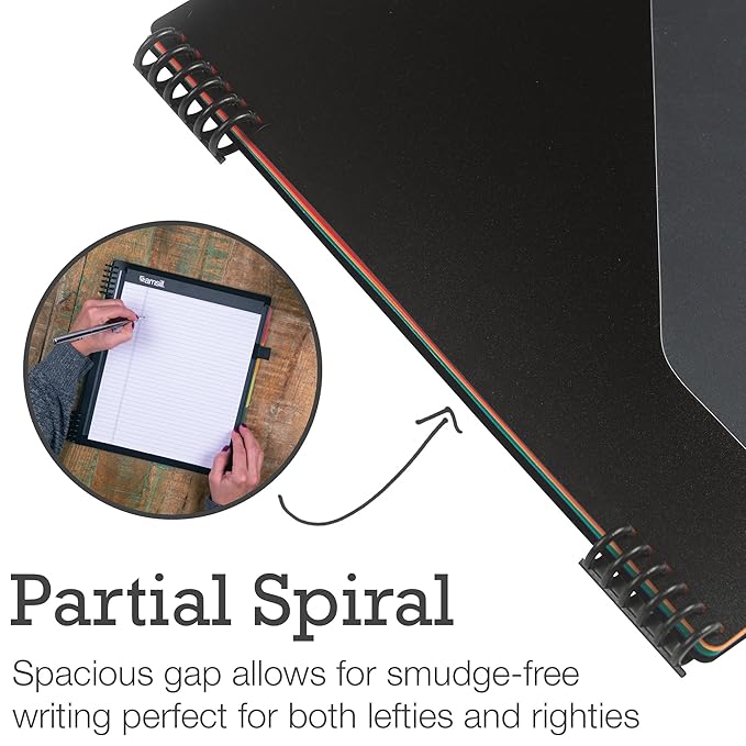 Samsill Spiral Folder Organizer - 5 Dividers & 10 Pockets with Notepad Holder, Multi Pocket Color Cordinated Folder Binder with Customizable Tabs, Document Organizer (Left Handed, Fashion)
