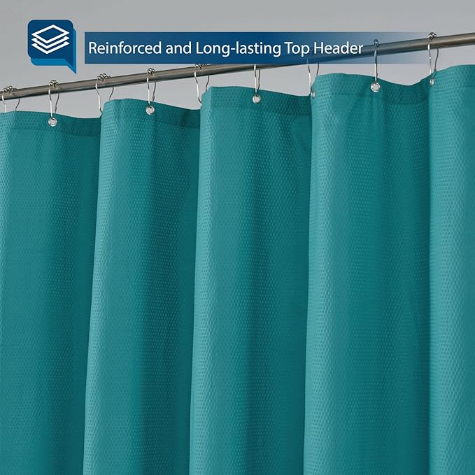 Barossa Design Soft Microfiber Fabric Shower Liner or Curtain, Hotel Quality, Machine Washable, Water Repellent, Turquoise, 70 x 72 inches