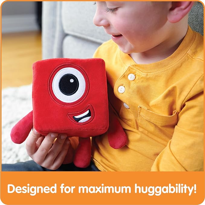 hand2mind Numberblocks One Plush, Plush Figure Toys, Numbers for Toddlers, Preschool Math Learning Toy, Stuffed Animal, Small Plushies, Soft Blocks, Counting Cubes, Stuffies for Kids, Birthday Gifts
