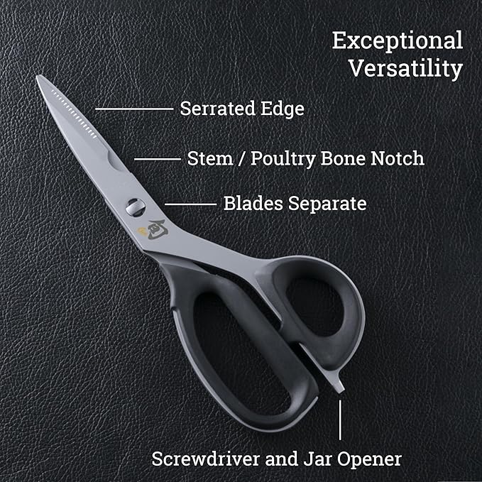 Shun Kitchen Shears, 22.6 cm, Heavy Duty Cooking Scissors, Durable 420J2 Stainless Steel, Detachable Blades for Easy Cleaning, Multi Purpose Kitchen Shears for Professional and Home Chefs