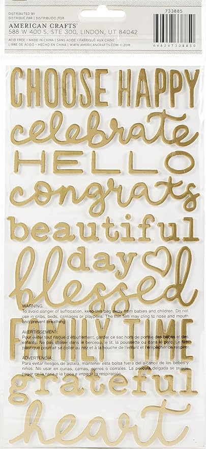 AC Foam Phrases Stickers with Gold Foil, 120pcs