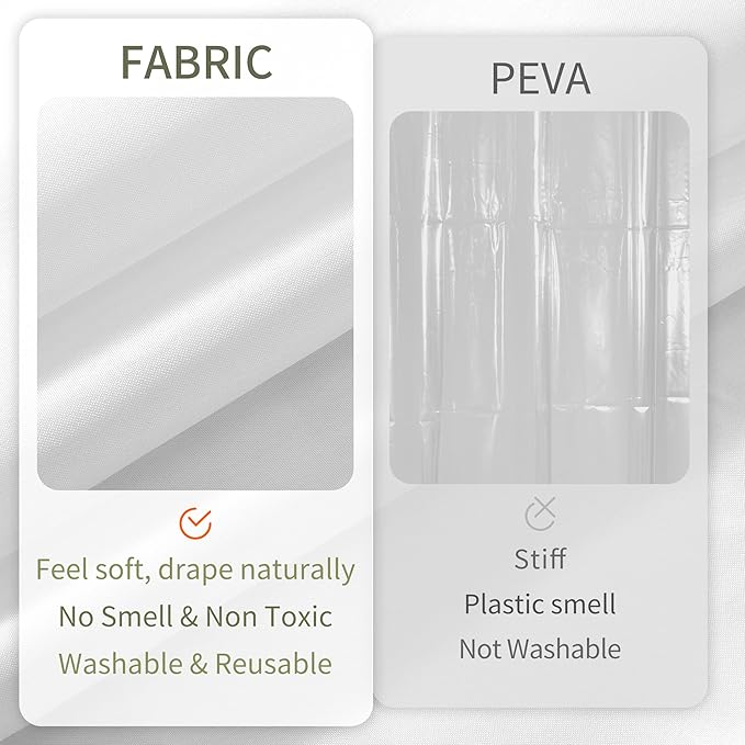 ALYVIA SPRING Extra Long Fabric Shower Curtain Liner Waterproof - 72" x 90", Soft & Lightweight XL Shower Curtain with Magnets, Machine Washable - 72x90, White