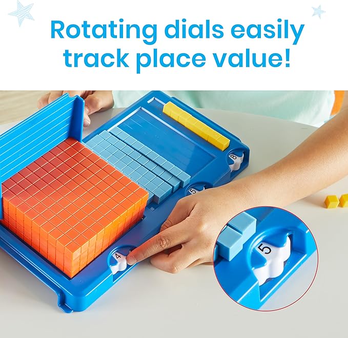 hand2mind Place Value Frame with Base Ten Blocks, Math Manipulatives Kindergarten, Montessori Math Materials, Counting Cubes, Classroom Supplies for Teacher Elementary